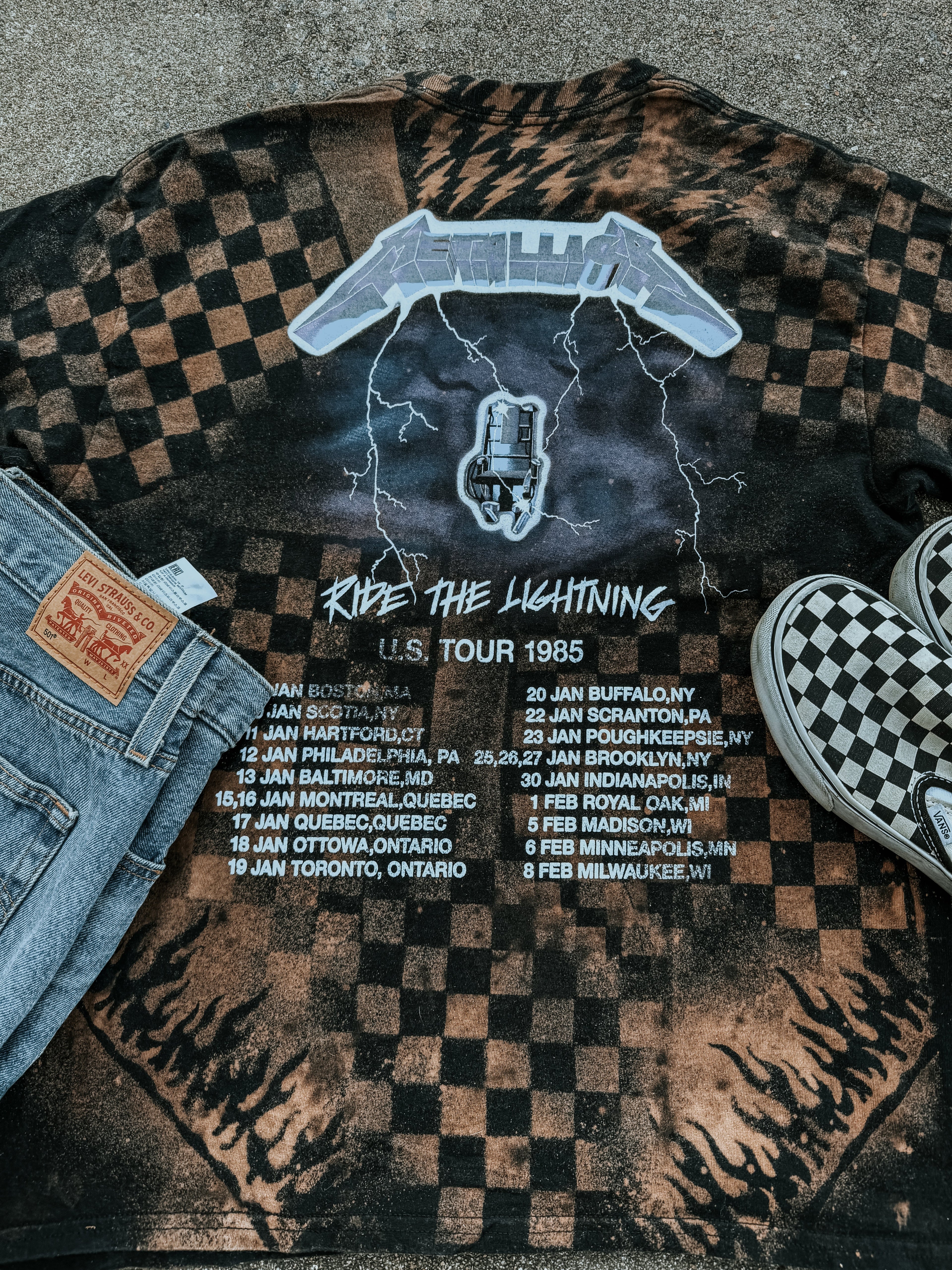 Upcycled By Katie: Metallica Ride the Lightning Bleached Patchwork Tee L (One of a Kind)
