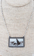 VINTAGE STALLION SPIRIT SILVERTONE NECKLACE