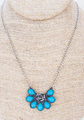 TURQUOISE ROSECREST SILVERTONE NECKLACE