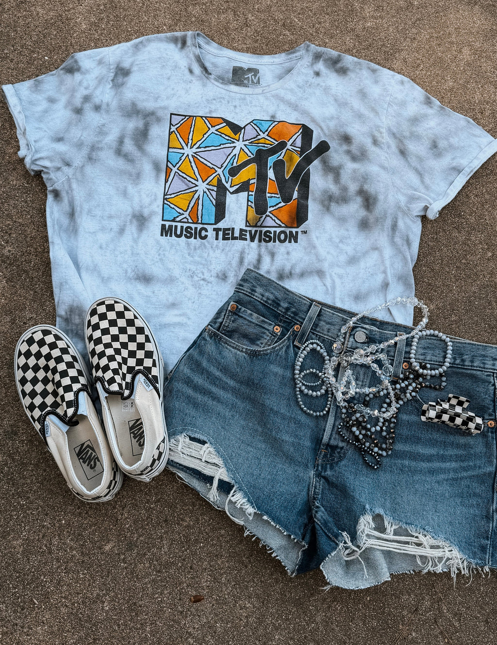 Upcycled By Katie: MTV Music Television Tee – Hand-Bleached One-of-a-Kind (2XL) Shirt