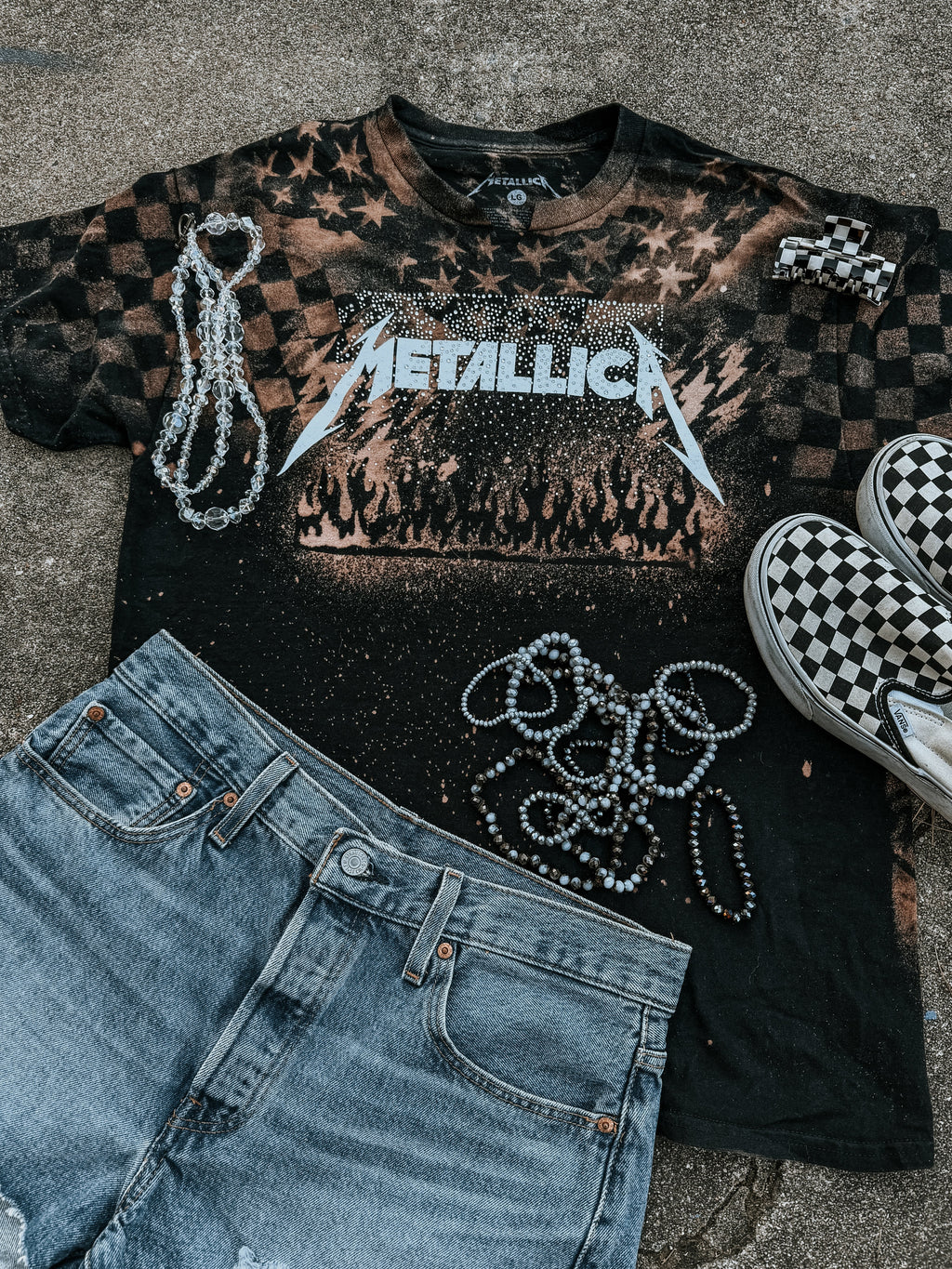 Upcycled By Katie: Metallica Ride the Lightning Bleached Patchwork Tee L (One of a Kind)